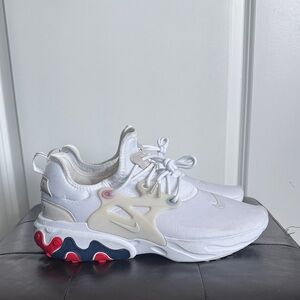 Nike Men’s Presto  White Sneakers with Red and Navy Accents